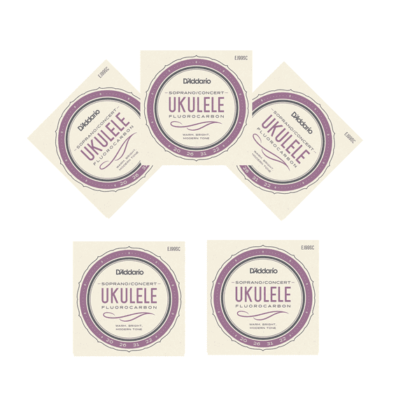 D'Addario Ukulele Strings 5-Pack Fluorcarbon EJ99B Uke Soprano/Concert Pro-arte