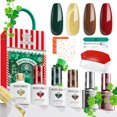 thumbnail image 1 of Kit de esmaltes de uñas en gel Modelones con UV, rojo claro, verde y dorado, 1 of 7