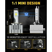 AUXITO D1S D1R LED Headlight Bulbs, 24000Lumens 120W 6000K White 500% Brightness, Xenon HID Replacement Lights, Pack of 2