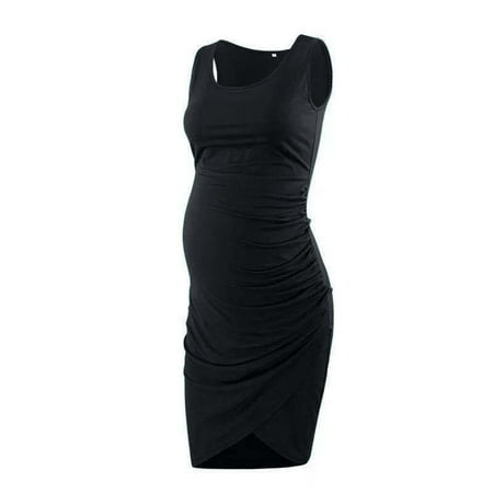 

Egmy Woman U-Neck Solid Sleeveless Breast-Feeding Pregnant Maternity Nursing Dress