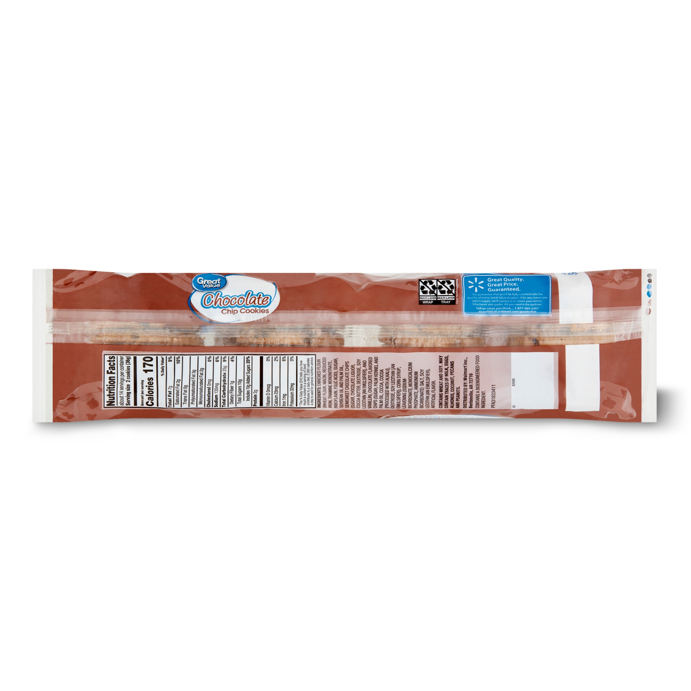 Great Value Chocolate Chip Cookies, Family Size, 18 oz