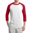 thumbnail image 1 of Mafoose Men's 3/4 Raglan Sleeves Colorblock Raglan Jersey White/ Red T200 X-Large, 1 of 5