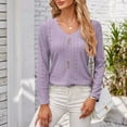 thumbnail image 5 of HLKJKLS Long Sleeve Shirts For Women V Neck Long Sleeve Loose Button Top Polyester Spandex Casual Purple S-Xxl, 5 of 8