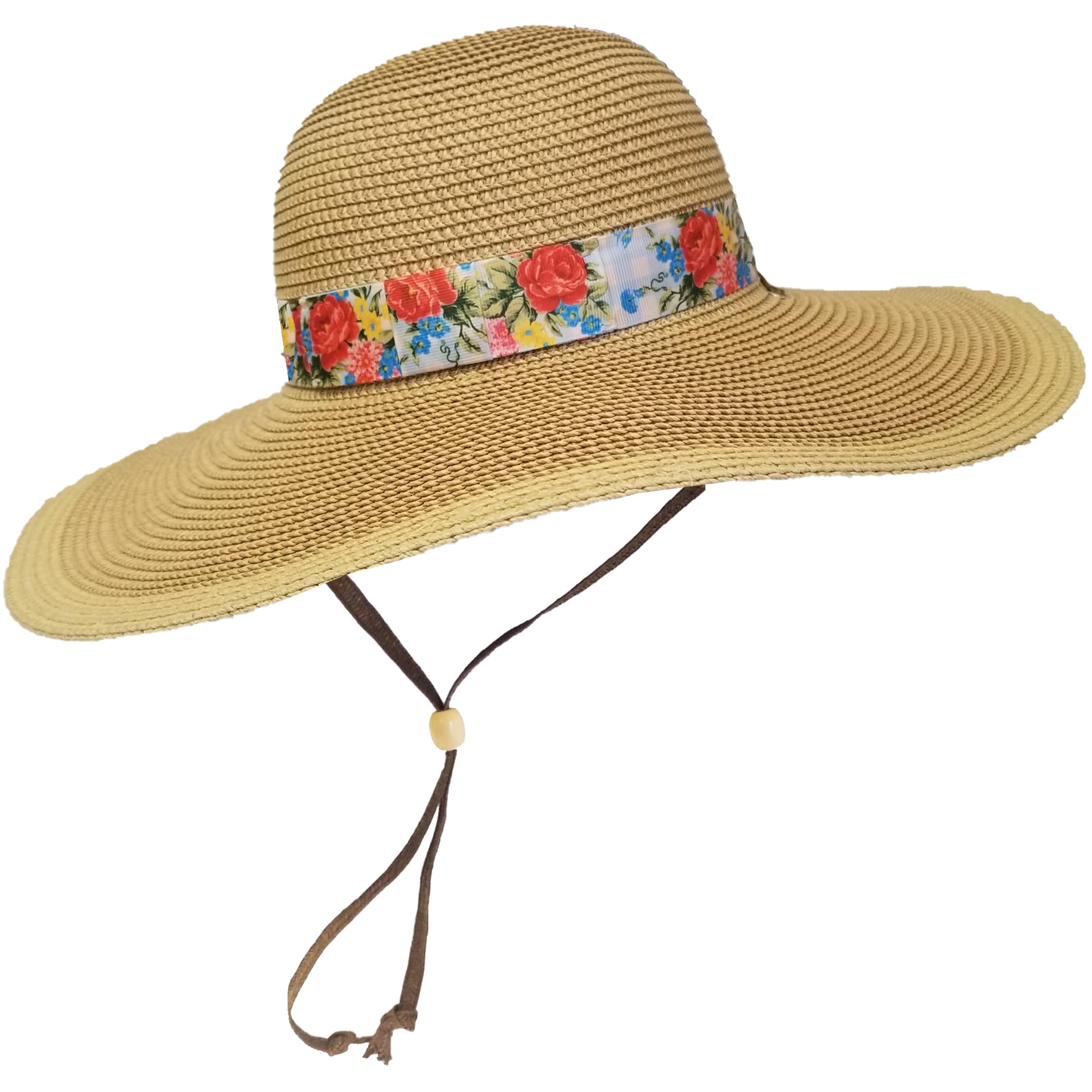 Ladies Jumbo Brown Gardening Straw Hat, Aprox 20x20 Maximum Sun Coverage, with Adjustable Strap, Handmade in Mexico!