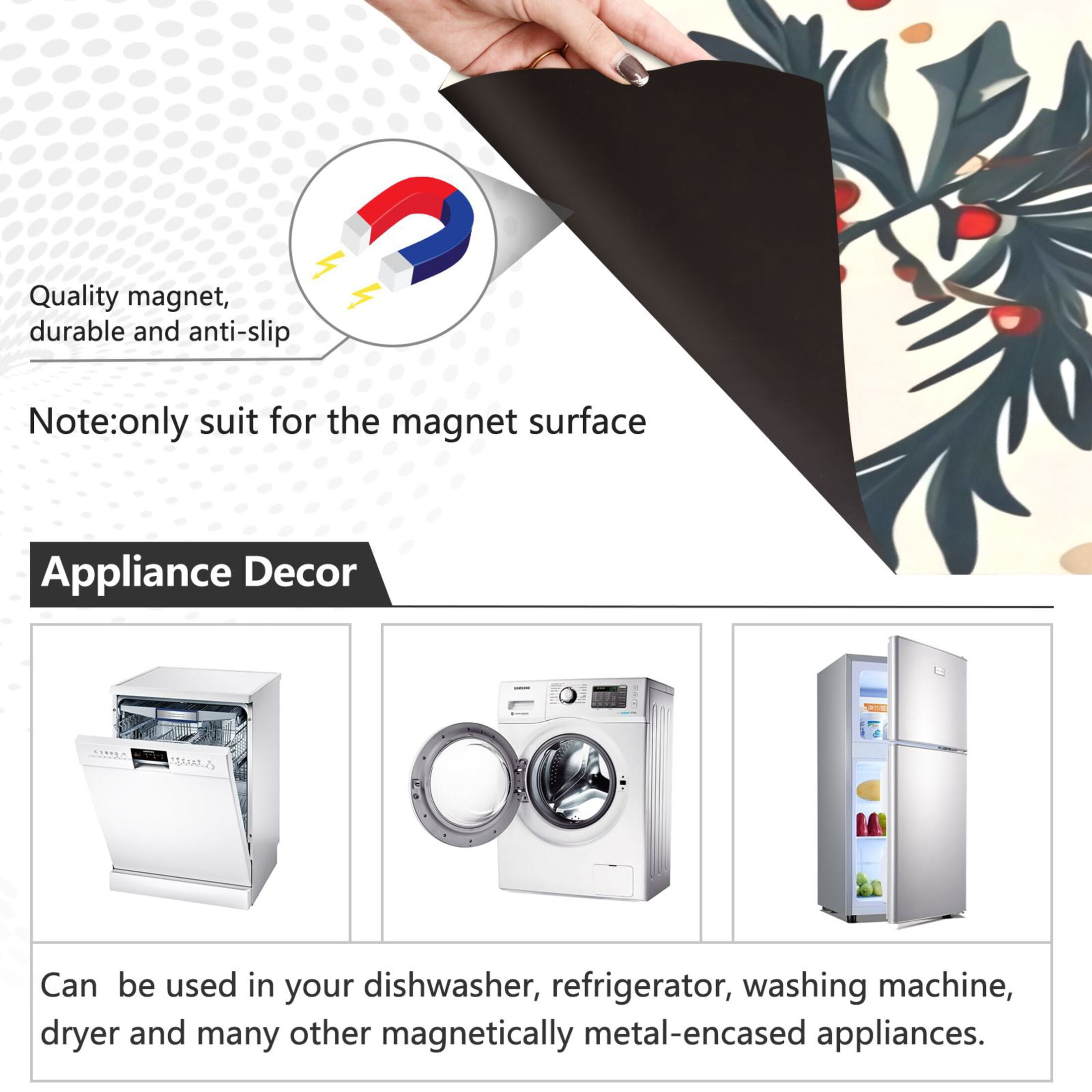Dishwasher Magnetic Sticker 23x26 Inch Refrigerator Magnetic Sticker Washing Machine Magnetic Sticker Kitchen Panel Magnetic Sticker Home Decor Colored Ball