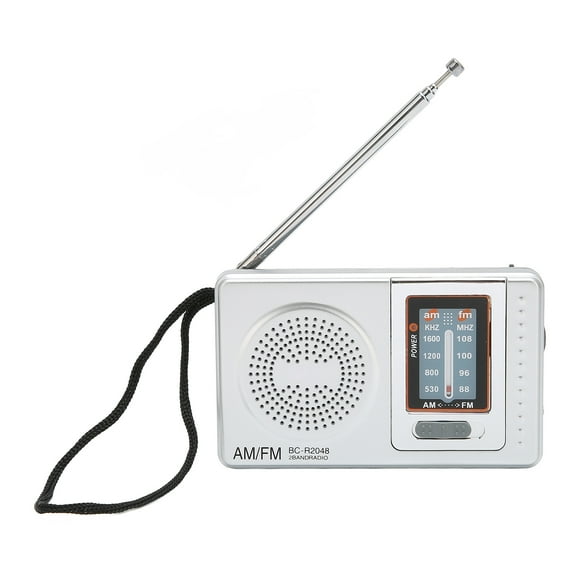 Compact, Simple Design, AA Battery Operated, Perfect for Elders & Grandparents Portable Silver Gray AM FM Radio