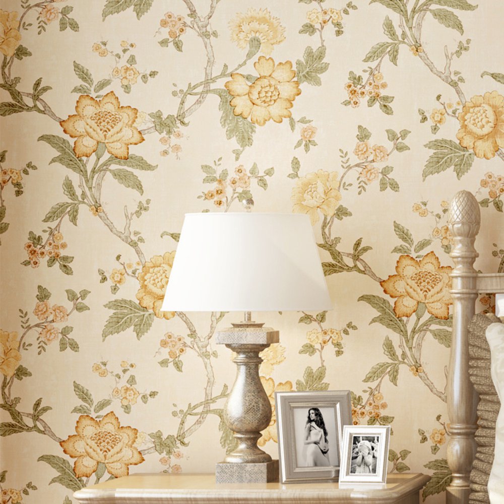 HALLOLURE Vintage Countryside Flower Floral Wallpaper Wall Mural For