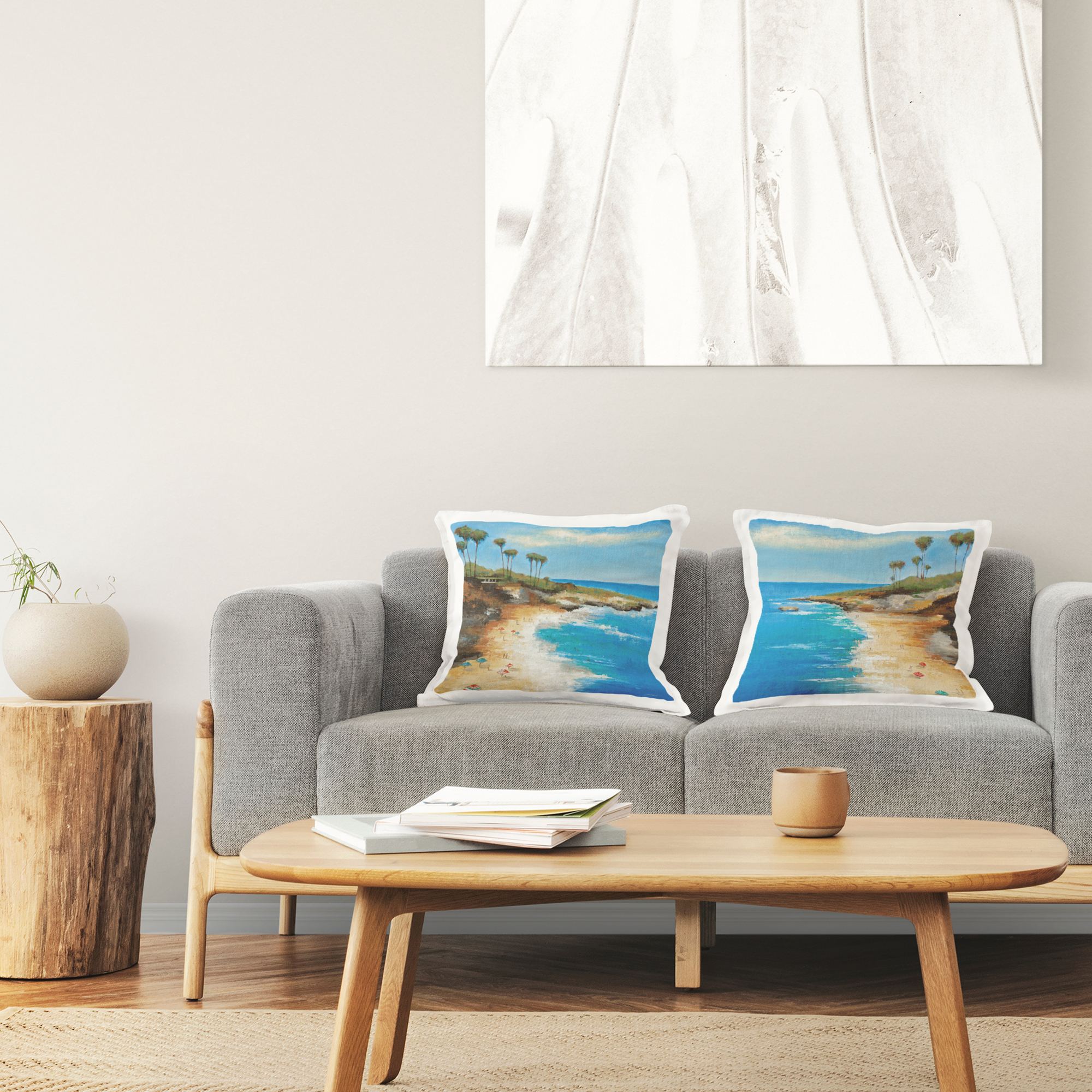 Stupell Industries Tropical Beach Inlet Landscape Square Decorative Printed Throw Pillow, 18 x 18, Set of 2