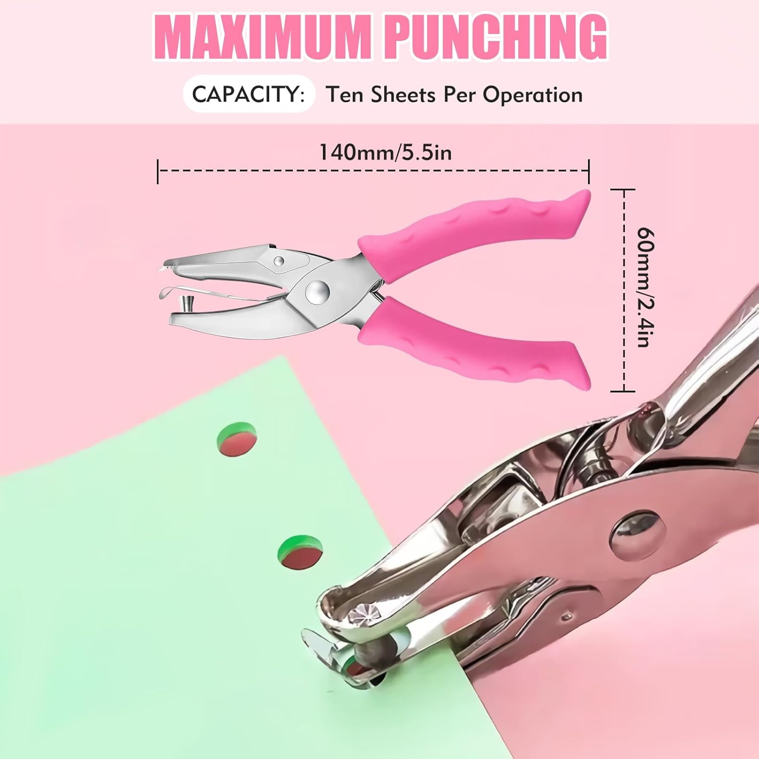 Hole Punch, Single Hole Punch with Soft Grip, for Cardboard, Labels, and Scrapbooks