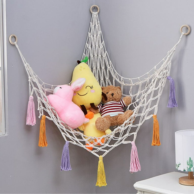 Toy hammock, stuffed animal storage jute, toy organization