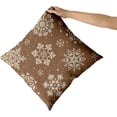 thumbnail image 3 of Brwon Snowflakes Christmas Pillow Covers 20x20 Set of 2 Xmas Snow Holiday Decoration Print Decorative Outdoor Pillowcases Seasonal Winter Gift Farmhouse Throw Cushion Case Decor for Couch Sofa Bed, 3 of 6