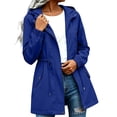 thumbnail image 2 of Warop Womens Lightweight Hooded Waterproof Active Outdoor Rain Jacket Solid Color Long Raincoat with Pocket, 2 of 7