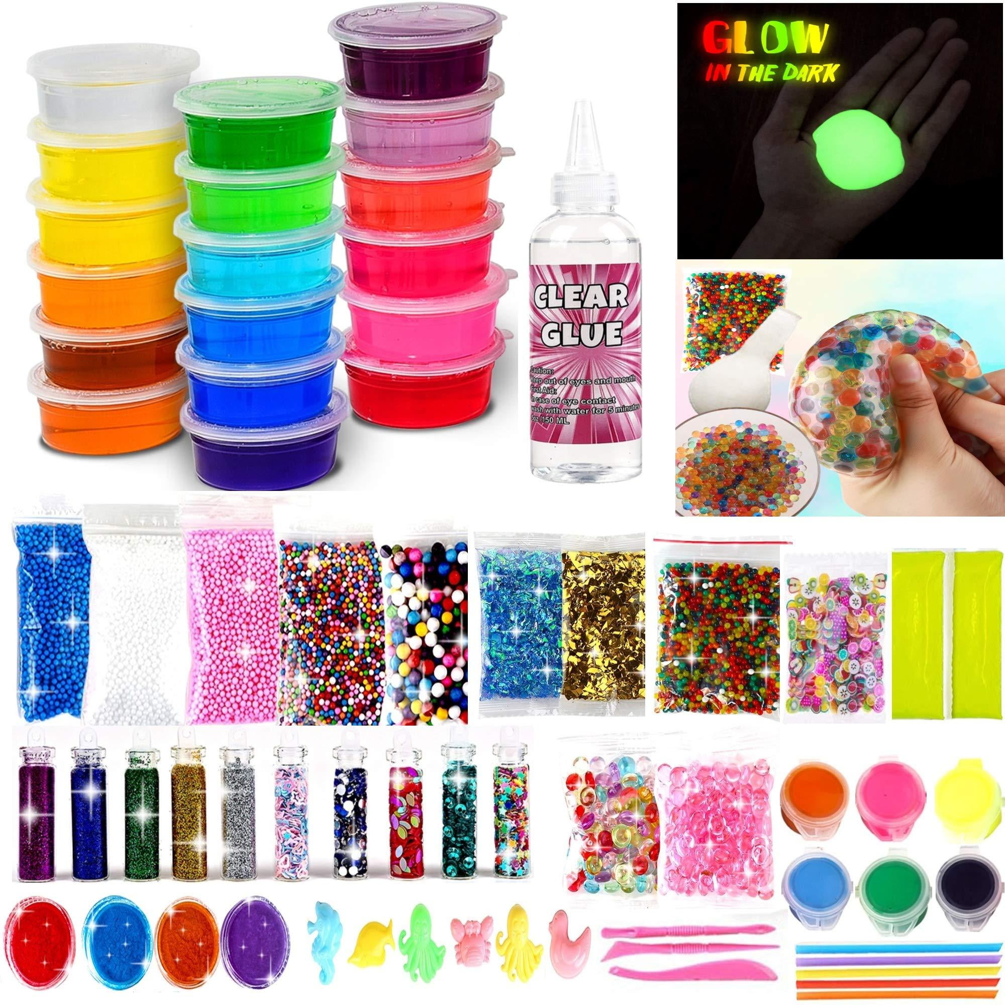 DIY Slime Kit for Girls Boys - Ultimate Glow in the Dark Glitter Slime Making Kit-18 Slime