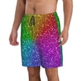 thumbnail image 2 of Wukai Colorful Glitter Print Beach Trunks with Compression Liner Swimsuit Quick Dry Beach Sports Shorts with Pocket-Small, 2 of 6