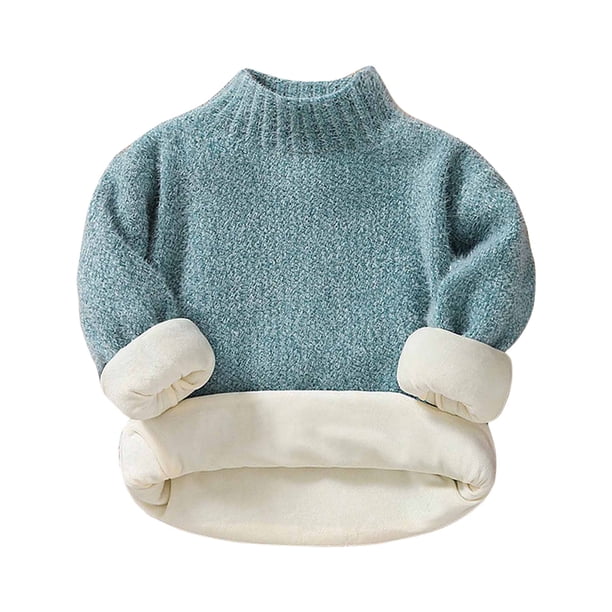 Suéter Para Niños Otoño Invierno Niños Jersey De Cuello Redondo Suéter Grueso De Felpa Azul Odeerbi LM103-2874