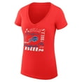 thumbnail image 2 of Women's G-III 4Her by Carl Banks  Red Buffalo Bills Super-Slim Fit Lightweight Collage Team V-Neck T-Shirt, 2 of 3