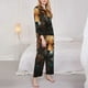 thumbnail image 3 of Balery Floral Fox Conjunto de Pijama con Estampado para Mujer, Conjunto de Dos Piezas con Manga Larga, Ropa de Dormir Suave con Bolsillos, Pijamas Cómodos-Small, 3 of 7