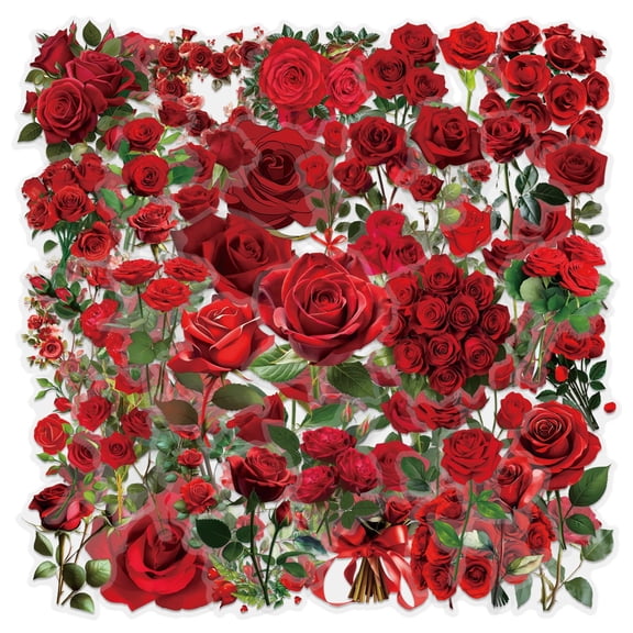 59 Rose Stickers – Waterproof Vinyl Floral Decals for Water Bottles, Laptops, Notebooks, Tumblers, Phone Cases & Journals
