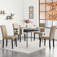 thumbnail image 3 of Yaheetech 4pcs Parson Fabric Upholstered Dining Chairs with Solid Wood Legs, Khaki, 3 of 8