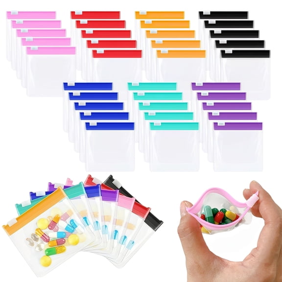 CHENFENG Medication Bags 35pcs Color-Coded Pill Pouches for Organizing Weekly Pills & Small Items