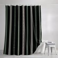 thumbnail image 3 of Shower Curtains for Bathroom, Black Green White Waterproof Fabric Shower Curtain, Boho Vintage Abstract Striped Lines Decorative Bathroom Curtain for Bathtub, 72"x72", No Hooks Included, 3 of 9