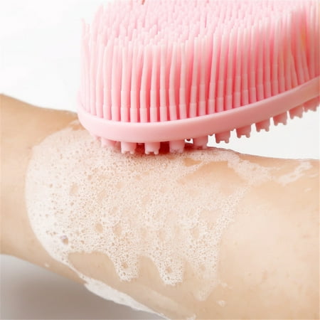 Muxika 100% Silicone Bath & Shower Loofah Brush Scrubber, Gentle Scrub Skin Exfoliation, 2 in 1 Face & Body Scrubber Massage -