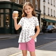 thumbnail image 2 of felwors Toddler Girls Summer Sleeveless Ruffle Top Elastic Shorts Set Kids Short Set 2-8 (Pink, 9-10 Years), 2 of 7