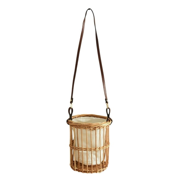 Rattan Wicker Storage Handwoven Portable Picnic Organizer for Home Garden Easter and Flower Arrangement