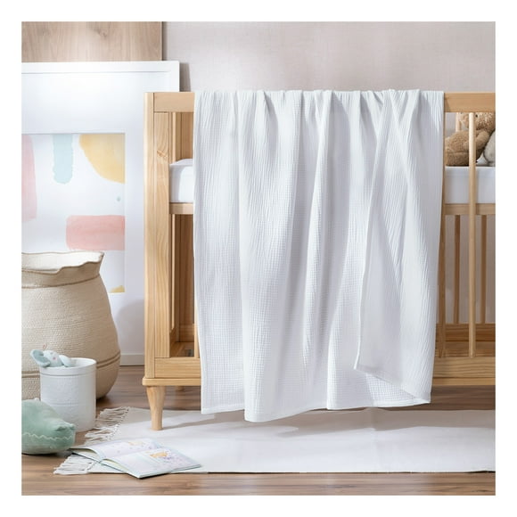 Manta Muselina para Bebé 100% Algodón Frazada Esquimal Ideal para Cuna, Niños y Decoración (Blanco)