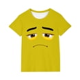 thumbnail image 2 of Blusas y camisas de manga corta con cuello redondo para niños y niñas, color liso, con estampado de expresión linda, manga corta, holgadas y cómodas, blusa para niña, 2 of 6
