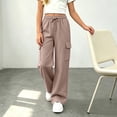 thumbnail image 2 of UDAUDU Girls Cargo Sweatpants | Y2K Cargo Style, Wide Leg Loose Fit, Elastic Waist with Pockets, Casual Streetwear Preppy Pants for Girls, 2 of 10