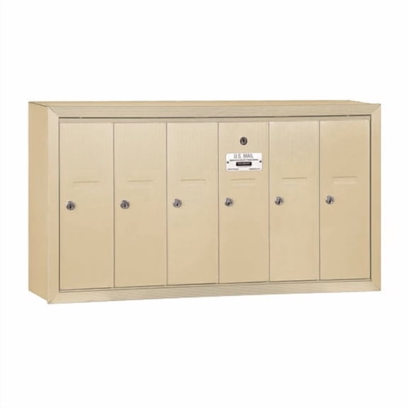 Vertical Mailbox - 6 Doors - Sandstone - Surface Mounted - USPS Access