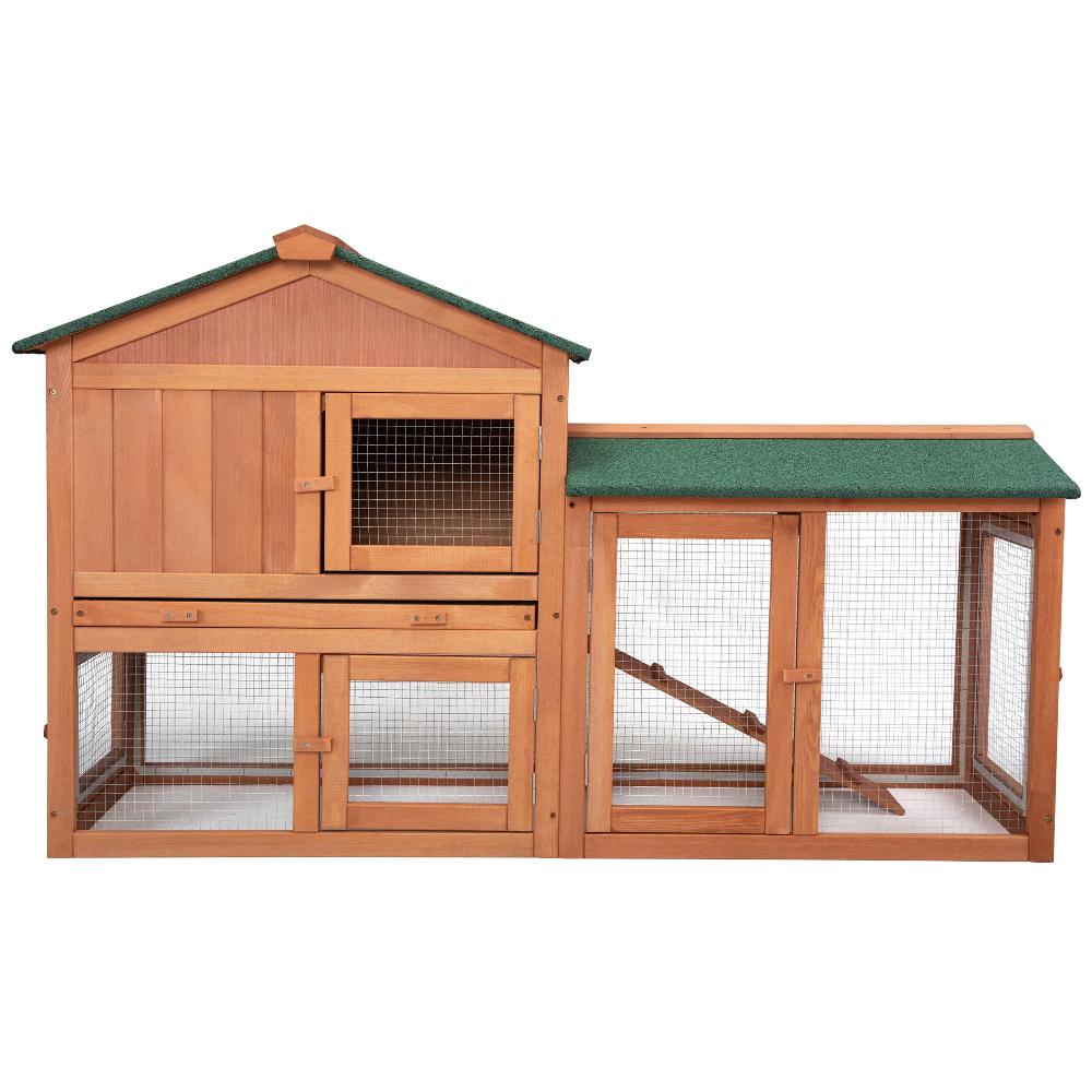 Large 2Story Rabbit Hutch Indoor Outdoor, Wooden Bunny Cage with