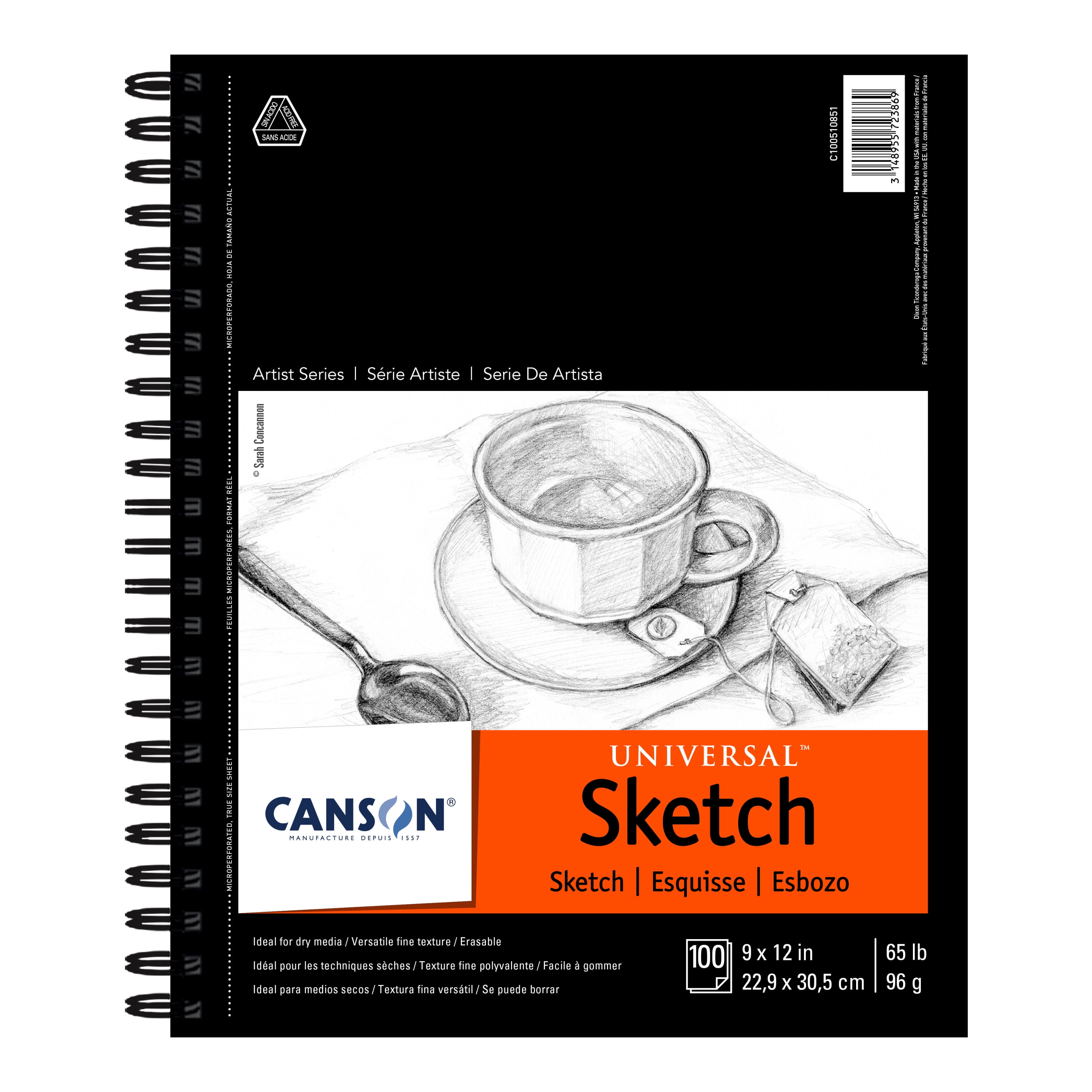 Canson Universal Heavy-Weight Sketch Pad,  9' x 12', 100 Sheets/Pad