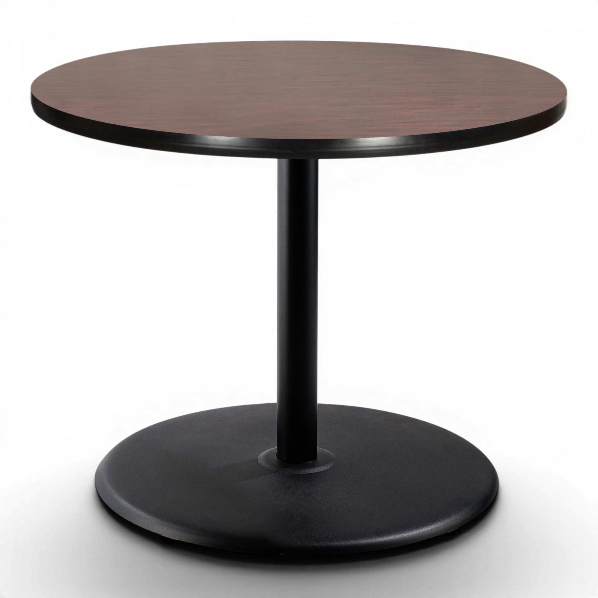 Hampden Furnishings Bennet Collection Steel Frame 36" Round Top, Round Base, 42" Height, Cafe Table, Black Frame/Mahogany Top