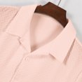 thumbnail image 5 of Hinvhai Men's 2 Piece Short Set Cuban Guayabera Shirts Short Sleeve Casual Beach Outfits Set Pink S(S), 5 of 8