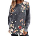 thumbnail image 1 of Top de manga larga informal de moda con cuello redondo y costuras sueltas para mujer Fridja  hj2388, 1 of 5
