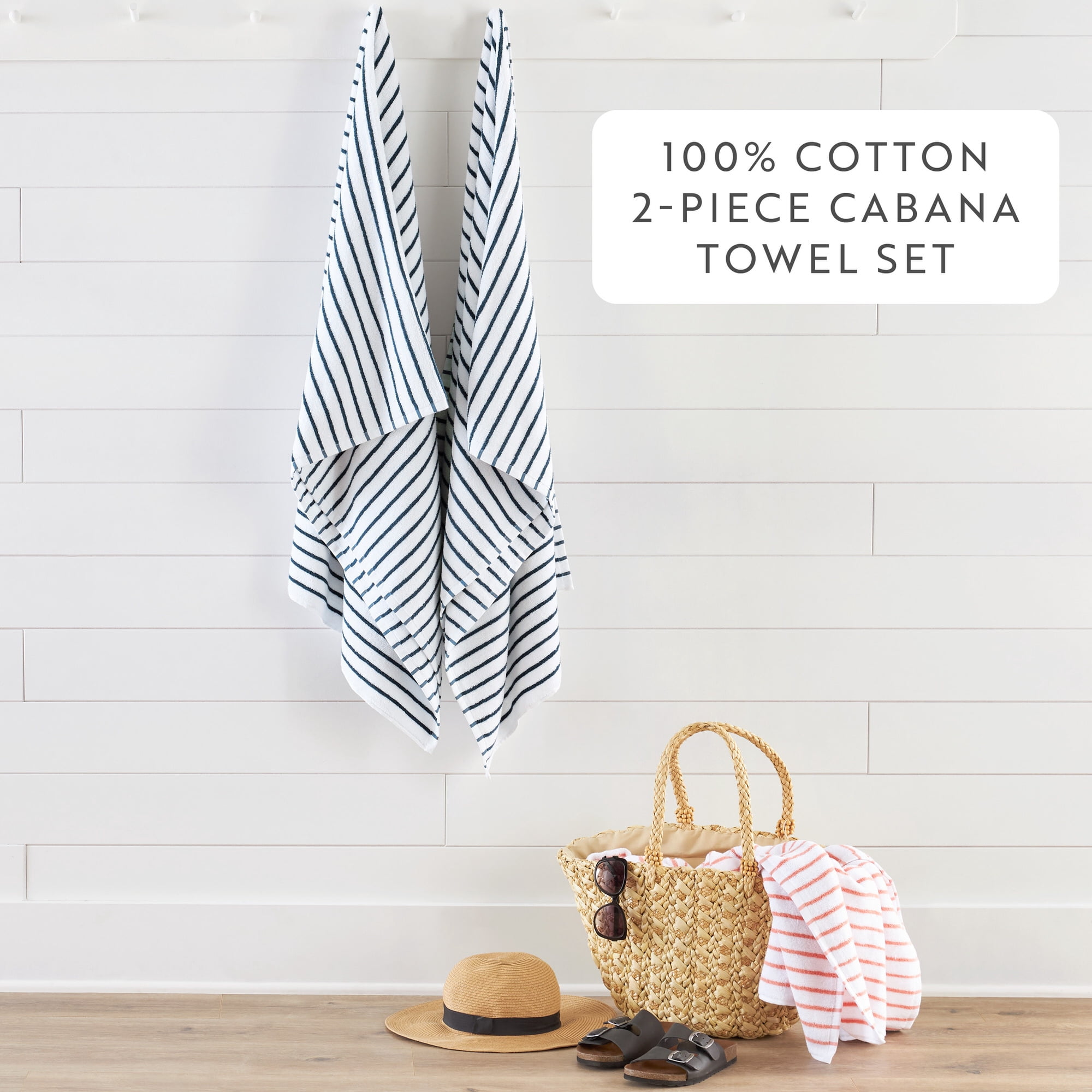 Comfort Canopy - Cabana Stripe Beach Pool Towels - Oversized 100% Ring Spun Cotton, Ultra Soft, Plush and Highly Absorbent, 35 x 65