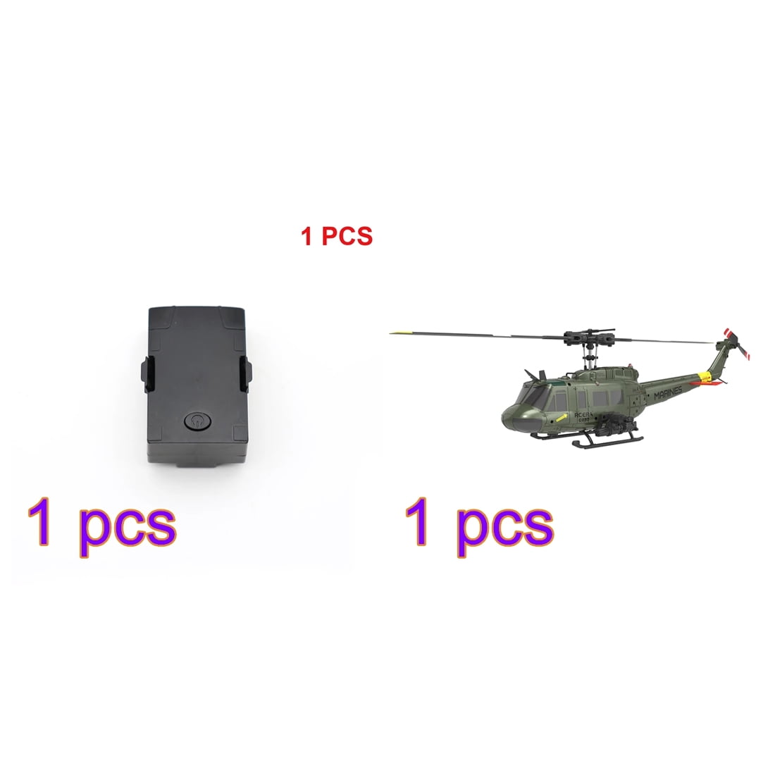 RC ERA C032 UH-1 Huey 1/48 Scale RC Helicopter for Adults, 6CH 2.4G Gyro Stabilized Aircraft with Fly Upside Down 3D Rolling & Altitude Brushless Motor -RTF/2 Battery