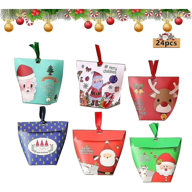 24pcs Christmas Candy Box,decorative Christmas Gift Boxes,christmas Gift Bags