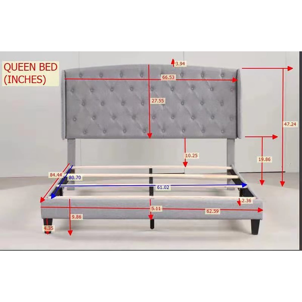 Private Jungle Upholstered Platform Bed Frame, Full Platform Bed with Upholstered Button Headboard, White Private Jungle Upholstered Platform Bed Frame, Full Platform Bed with Upholstered Button Headboard, White