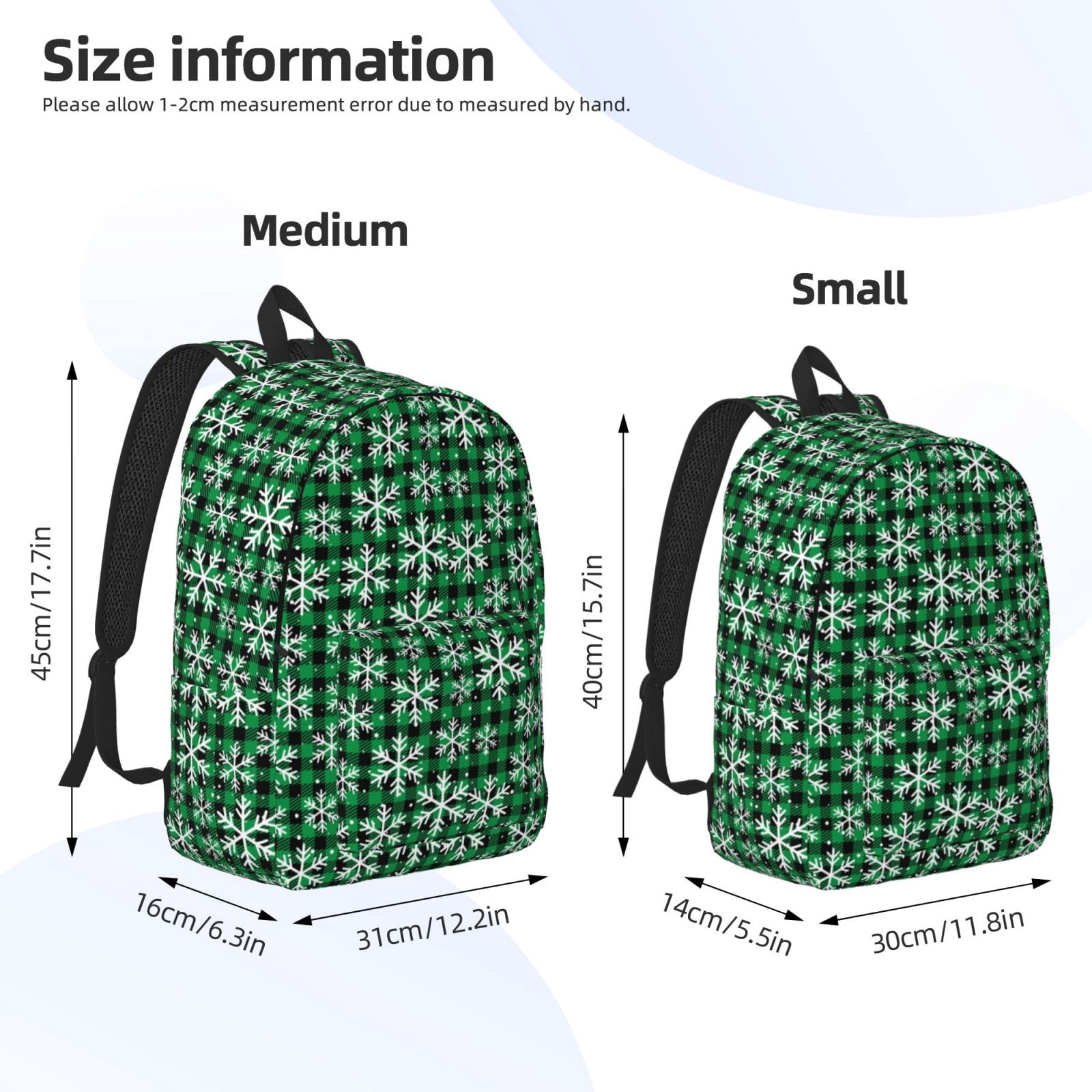 Travel Laptop Backpack - Christmas At Buffalo Plaid Lightweight Canvas Backpack, Wear Resistant Computer Backpack Bag Fit {sizeName} Laptop for Men Women with Adjustable Padded Shoulder Straps