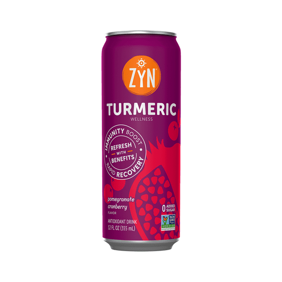 Zyn Turmeric Wellness, Instant Diet Juice Drink, Smooth, Pomegranate & Cranberry, 12 fl oz Metal Can