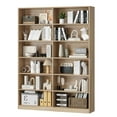 thumbnail image 3 of Homfa 74.3” Double Wide 6-Tier Bookcase, Extra Large Wooden Freestanding Display Bookshelf for Home Office Living Room, Light Oak, 3 of 8
