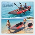 thumbnail image 3 of AIKKYS 2 Person Inflatable Kayak,12.5FT Fishing Kayak for Adults,Portable Touring Kayak with Padded Seats,3 Fins,Hand Pump,Carry Bag,450 LBS Capacity,Red & Grey, 3 of 10