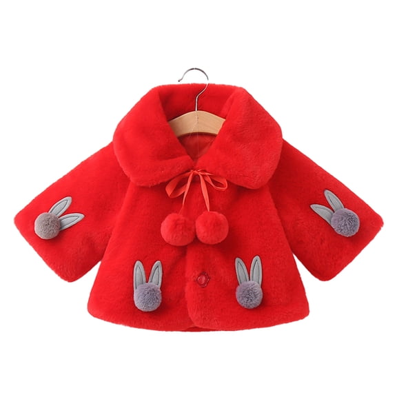 Edvintorg 6M-4Y Toddler Girl Winter Clothes Clearance Cute Fleece Jacket Kids Long Sleeve Turn Down Collar Thick Puffy Coats With Buttons Jackets For Kids Girls