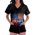 thumbnail image 4 of Women 250 Anniversary Usa Scrub Shirt Usa Flag Print 1776-2026 Patriotic Star V Neck T Shirts Short Sleeve Classic Fit Soft Nursing Uniforms with Pockets, #01 Wine, XL, 4 of 4