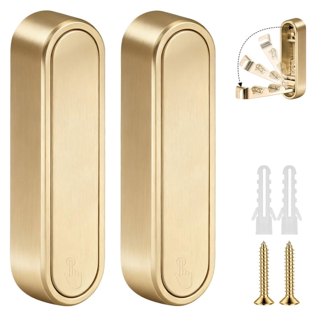 Ganchos de pared plegables HLZQPFJW de aleación de zinc, color dorado, 2 unidades