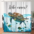 thumbnail image 3 of MIZHONA Sea Turtle Shower Curtain Funny Cat and Ocean Fish Fabric Bath Curtains for Kids Bathroom Decor 72x72 in, 3 of 5