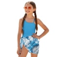 thumbnail image 2 of SEANATIVE 9-10 Years Girls One Piece Swimsuit with Mesh Coverup Skirt, Cute Cut Out Bathing Suit Trendy Summer Swimwear for Kids Children Teens, Monstera Palm Leaves Pattern Blue, 2 of 7